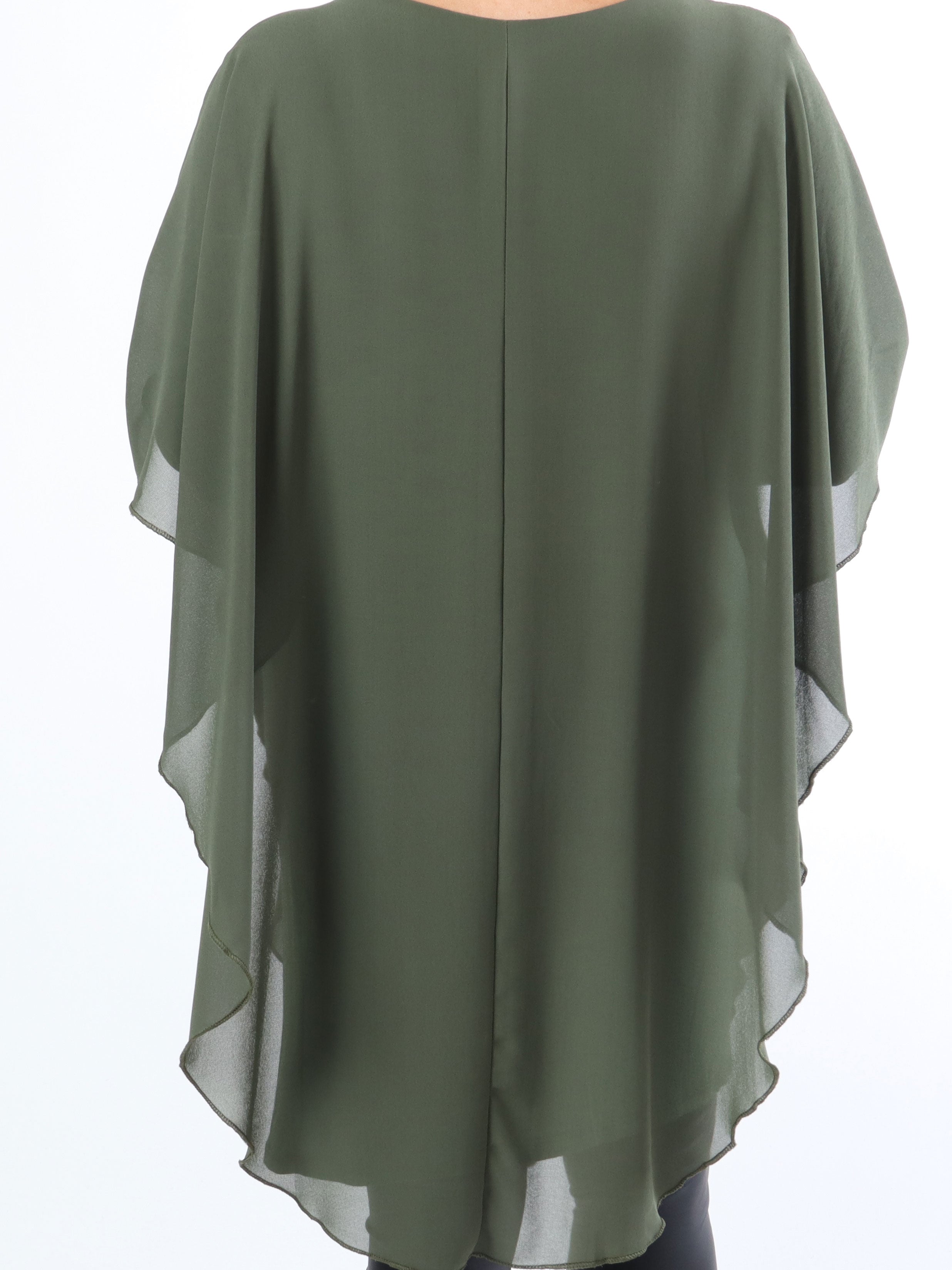 Kenya Long Sleeve - Plus size tunikakjole med chiffonlag